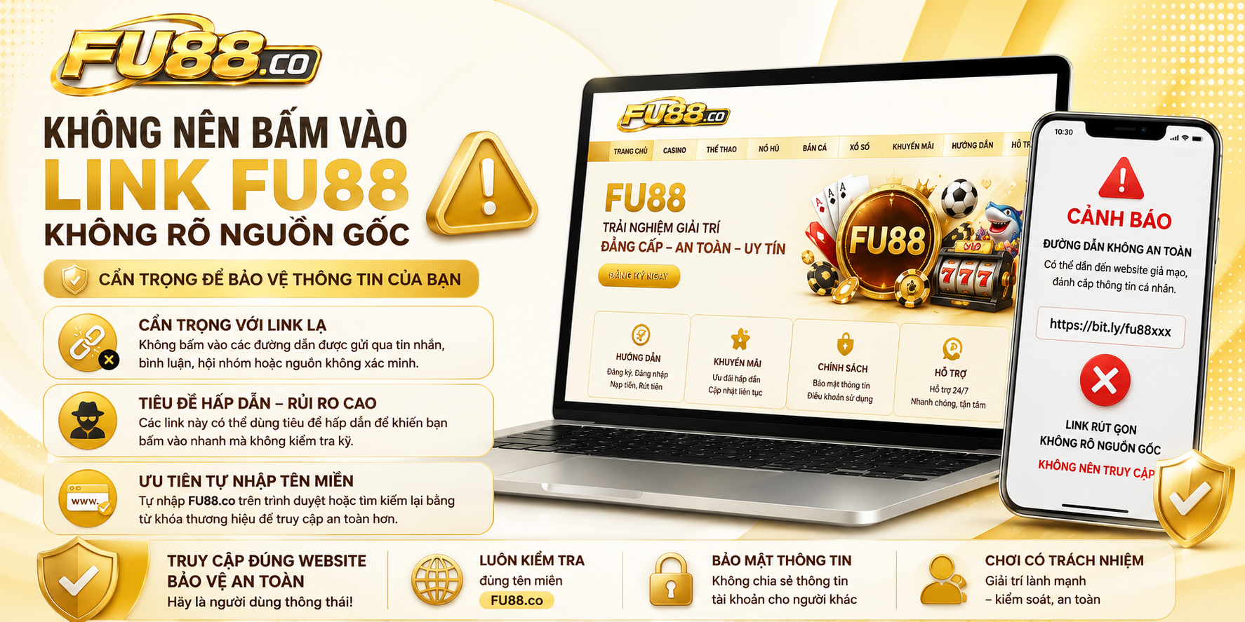 Không nên bấm vào link FU88 không rõ nguồn gốc