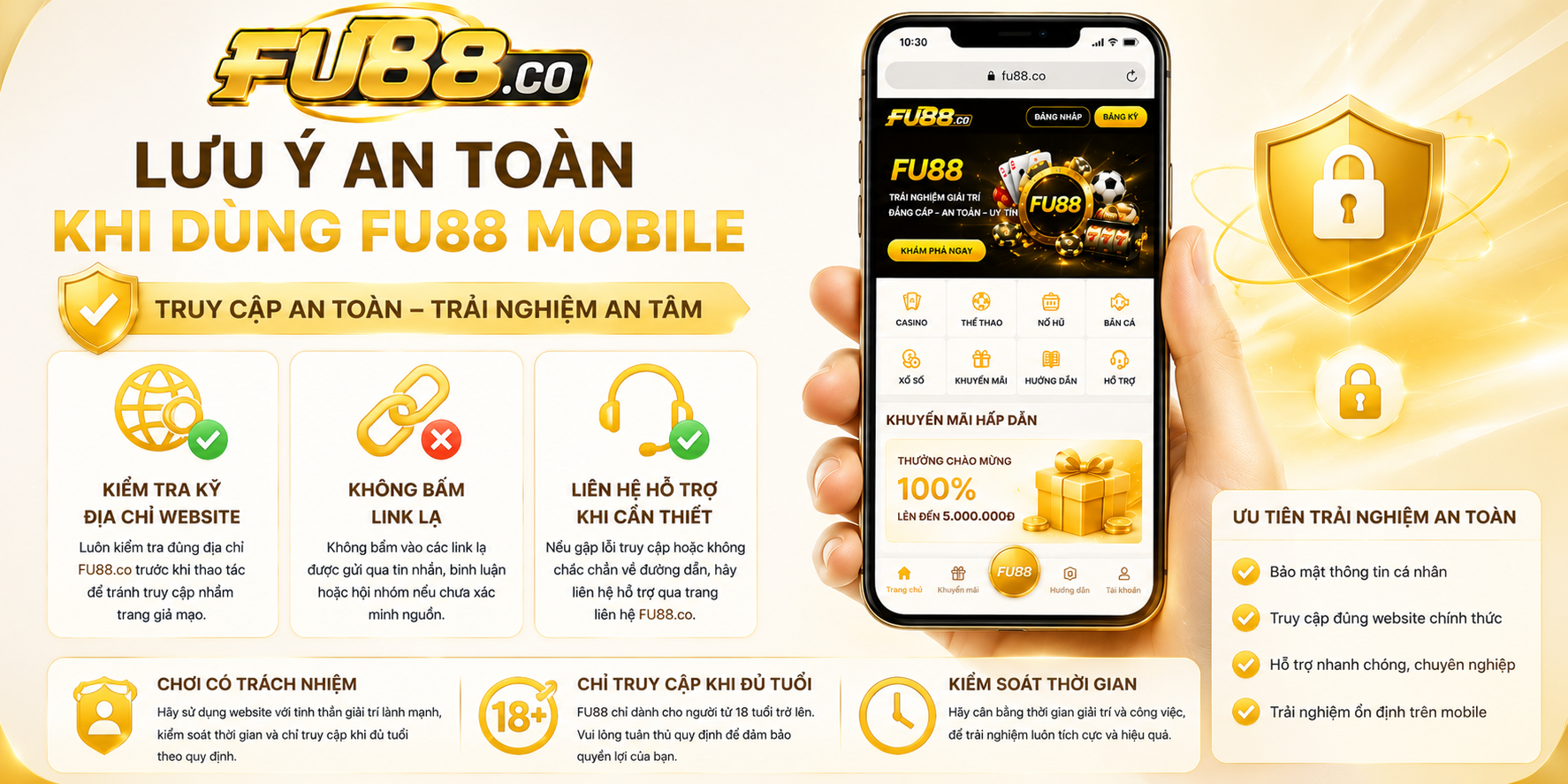 Lưu ý an toàn khi dùng FU88 mobile