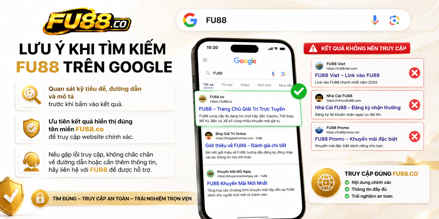 Lưu ý khi tìm kiếm fu88.co trên google